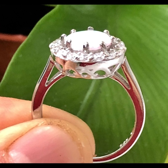 Silver Opal Promise Ring Engagement Ring - Picture 2 of 5